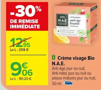 Carrefour Crème visage Bio N.A.E. offre