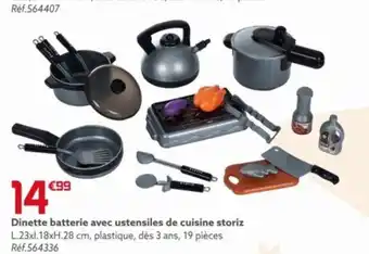 Gifi Dinette batterie avec ustensiles de cuisine storiz offre