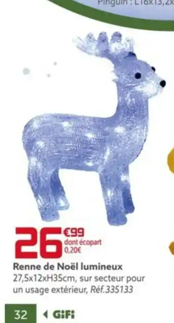 Gifi Renne de Noël lumineux offre