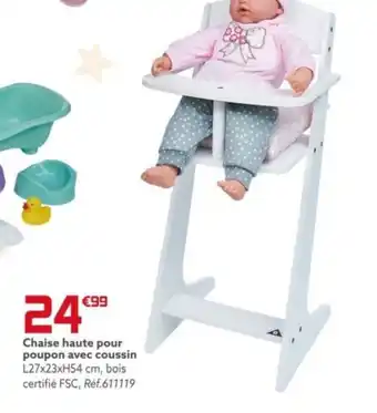 Gifi Chaise haute pour poupon avec coussin offre