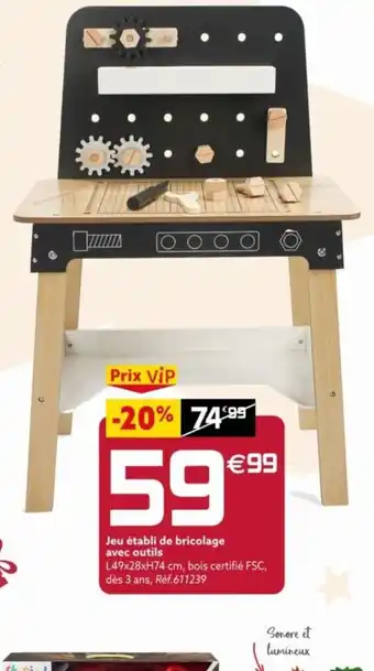 Gifi Jeu établi de bricolage avec outils offre