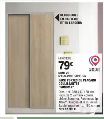 E.Leclerc Brico PACK PORTES DE PLACARD COULISSANTES offre