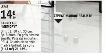 E.Leclerc Brico CARRELAGE MEMORY offre