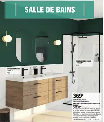 E.Leclerc Brico ENSEMBLE MEUBLE DOUBLE VASQUE + MIROIR offre
