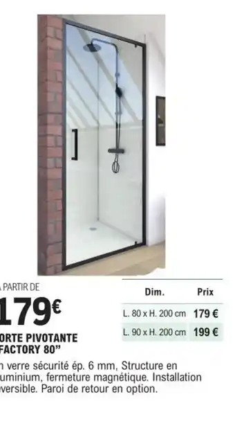 PORTE PIVOTANTE FACTORY 80