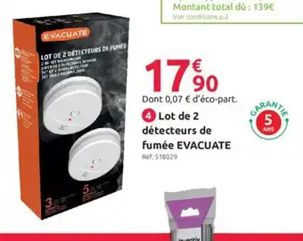 Mr Bricolage Lot de 2 détecteurs de fumee evacuate offre