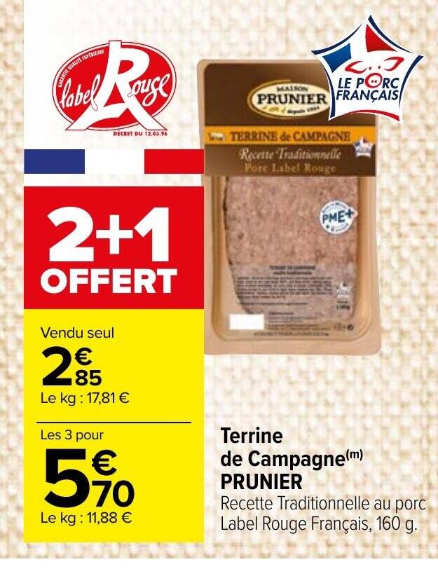 Promo Terrine de campagne prunier chez Carrefour Market