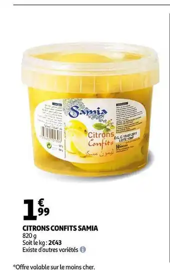 Auchan Citrons Confits Samia offre