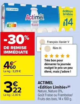Carrefour Market ACTIMEL <<Edition Limitée»> offre