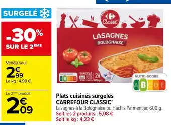 Carrefour Market Plats cuisinés surgelés CARREFOUR CLASSIC' offre