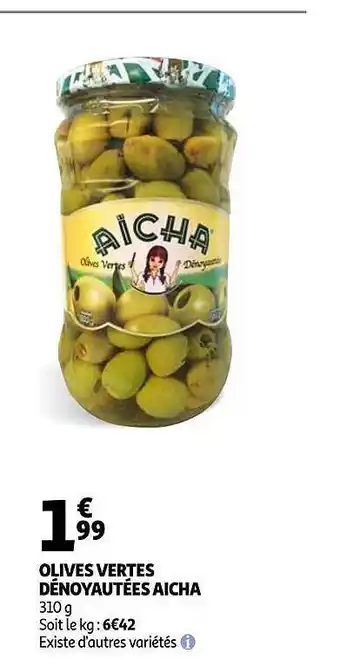 Auchan Olives Vertes Dénoyautées Aicha offre
