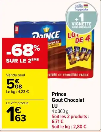 Carrefour Market Prince Goût Chocolat LU offre