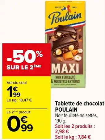 Carrefour Market Tablette de chocolat POULAIN offre