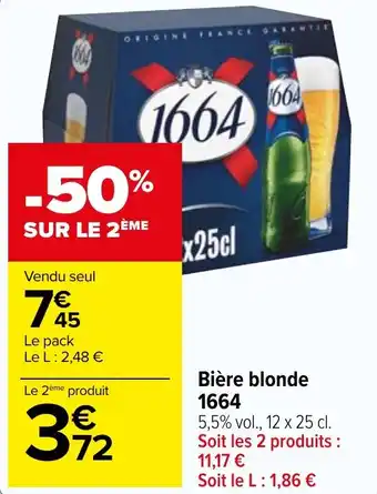 Carrefour Market Bière blonde 1664 offre