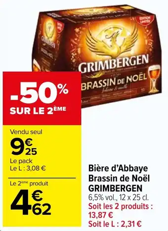 Carrefour Market Bière d'Abbaye Brassin de Noël GRIMBERGEN offre