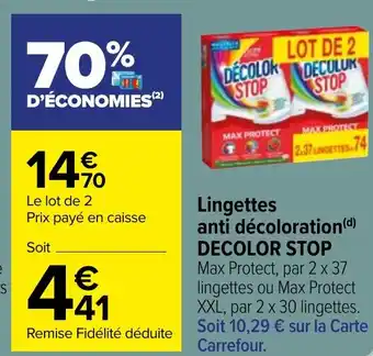 Carrefour Market Lingettes anti décoloration(d) DECOLOR STOP offre