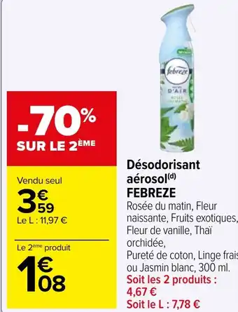 Carrefour Market Désodorisant aérosol(d) FEBREZE offre
