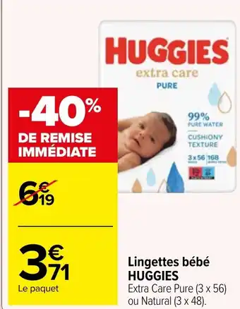 Carrefour Market Lingettes bébé HUGGIES offre
