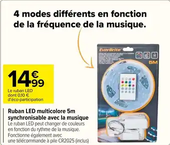 Carrefour Market Ruban LED multicolore 5m synchronisable avec la musique offre