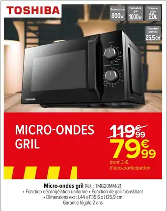 Carrefour Market Micro-ondes gril Réf. : TMG20MM-21 offre