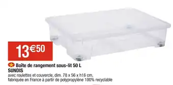 Cora x Carrefour Boîte de rangement sous-lit 50 L offre