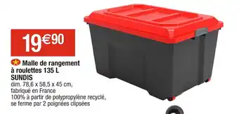 Cora x Carrefour Malle de rangement à roulettes 135 L SUNDIS offre
