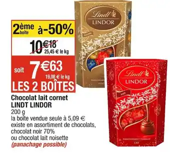 Cora x Carrefour Chocolat lait cornet LINDT LINDOR offre