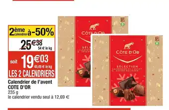 Cora x Carrefour Calendrier de l'avent COTE D'OR offre