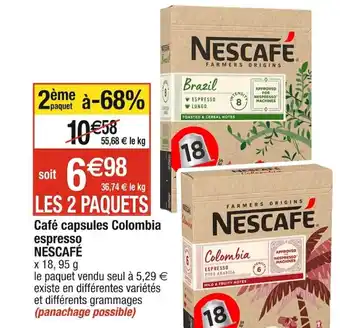 Cora x Carrefour Café capsules Colombia espresso NESCAFÉ offre