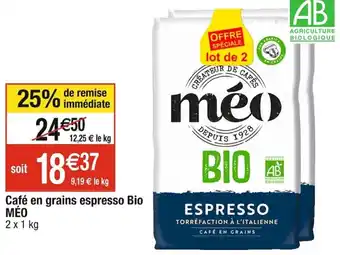 Cora x Carrefour Café en grains espresso Bio MÉO offre