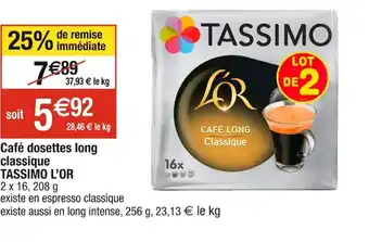 Cora x Carrefour Café dosettes long classique TASSIMO L'OR offre