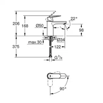 Brico Cash Mitigeur lavabo eurosmart grohe 2339800e - taille m - bec droit - chrome offre