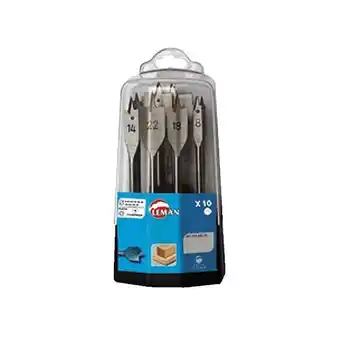 Brico Cash Coffret 10 mèches à bois leman 304.500.10 - plates - 6 pans - acier ws offre