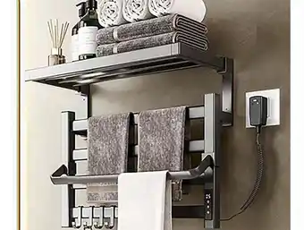 Radiateur sèche-serviettes électrique avec étagère noir 55w