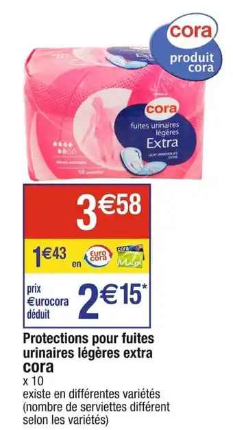 Protections pour fuites urinaires légÚres extra cora