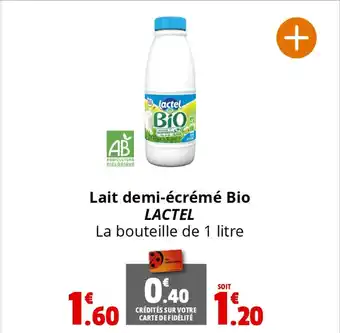 Coccimarket Lait demi-écrémé Bio LACTEL offre