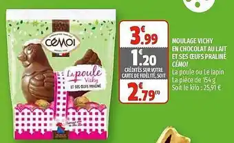 Coccimarket Moulage Vichy En Chocolat Au Lait Et Ses Oeufs Praliné Cémoi offre