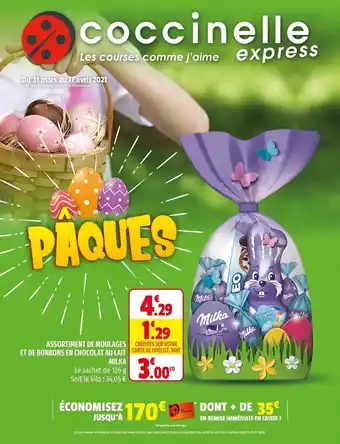 Coccinelle Express Assortiment De Moulages Et De Bonbons En Chocolat Au Lait Milka offre