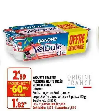 Coccinelle Express Yaourts Brassés Au Bons Fruits Mixés Velouté Fruix Danone offre