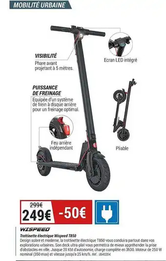 Decathlon Trottinette électrique Wispeed T850 offre