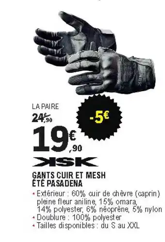 E.Leclerc L'Auto Gants Cuir Et Mesh été Pasadena offre