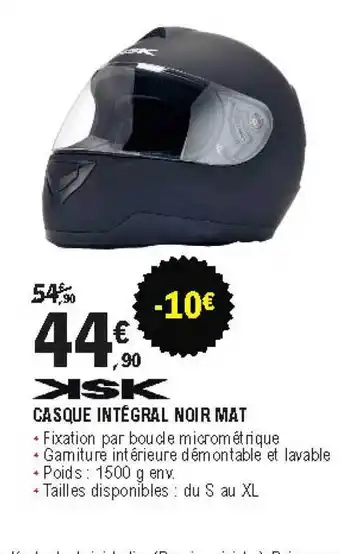 E.Leclerc L'Auto Casque Intégral Noir Mat Ksk offre