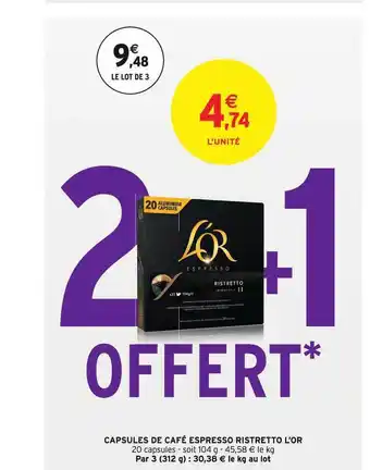 Intermarché Capsules De Café Espresso Ristretto L'or offre