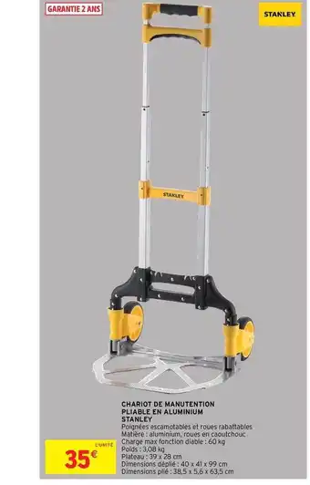 Intermarché Hyper Chariot De Manutention Pliable En Aluminium Stanley offre