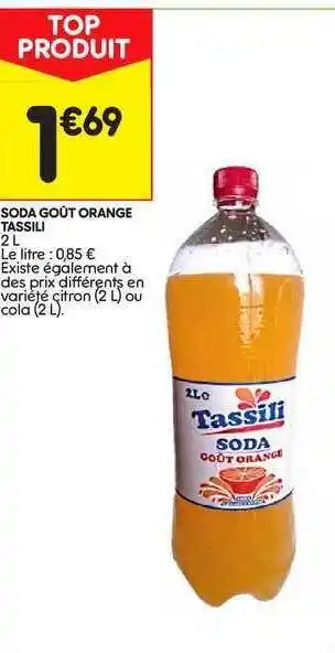 Leader Price Soda Goût Orange Tassili offre