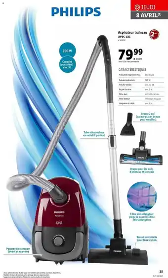 Lidl Aspirateur Traîneau Avec Sac Philips offre