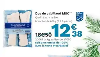 Picard Dos De Cabillaud Msc offre