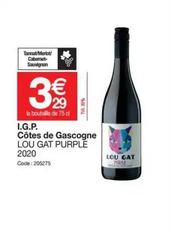 Promocash I.g.p. Côtes De Gascogne Lou Gat Purple offre