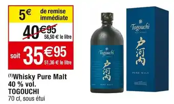 Cora x Carrefour Whisky Pure Malt 40 % vol. TOGOUCHI offre