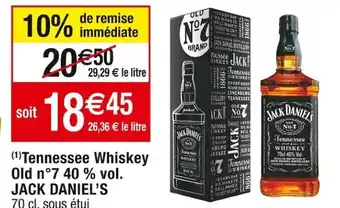 Cora x Carrefour Old n°7 40 % vol. JACK DANIEL'S Tennessee Whiskey offre
